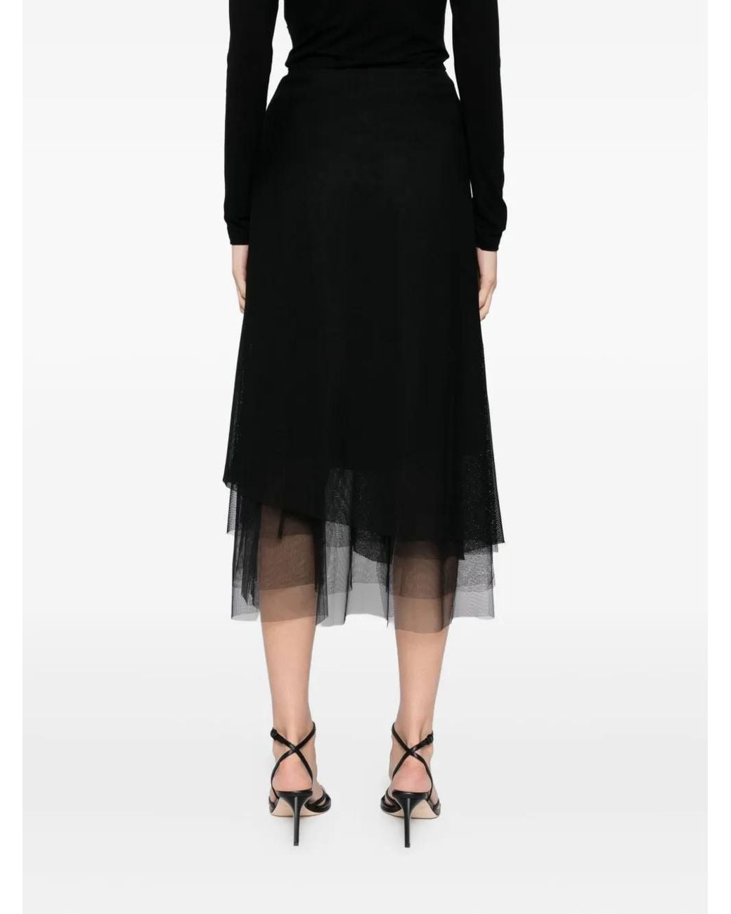 JNBY Black A-Mesh Mid-Rise Skirt
