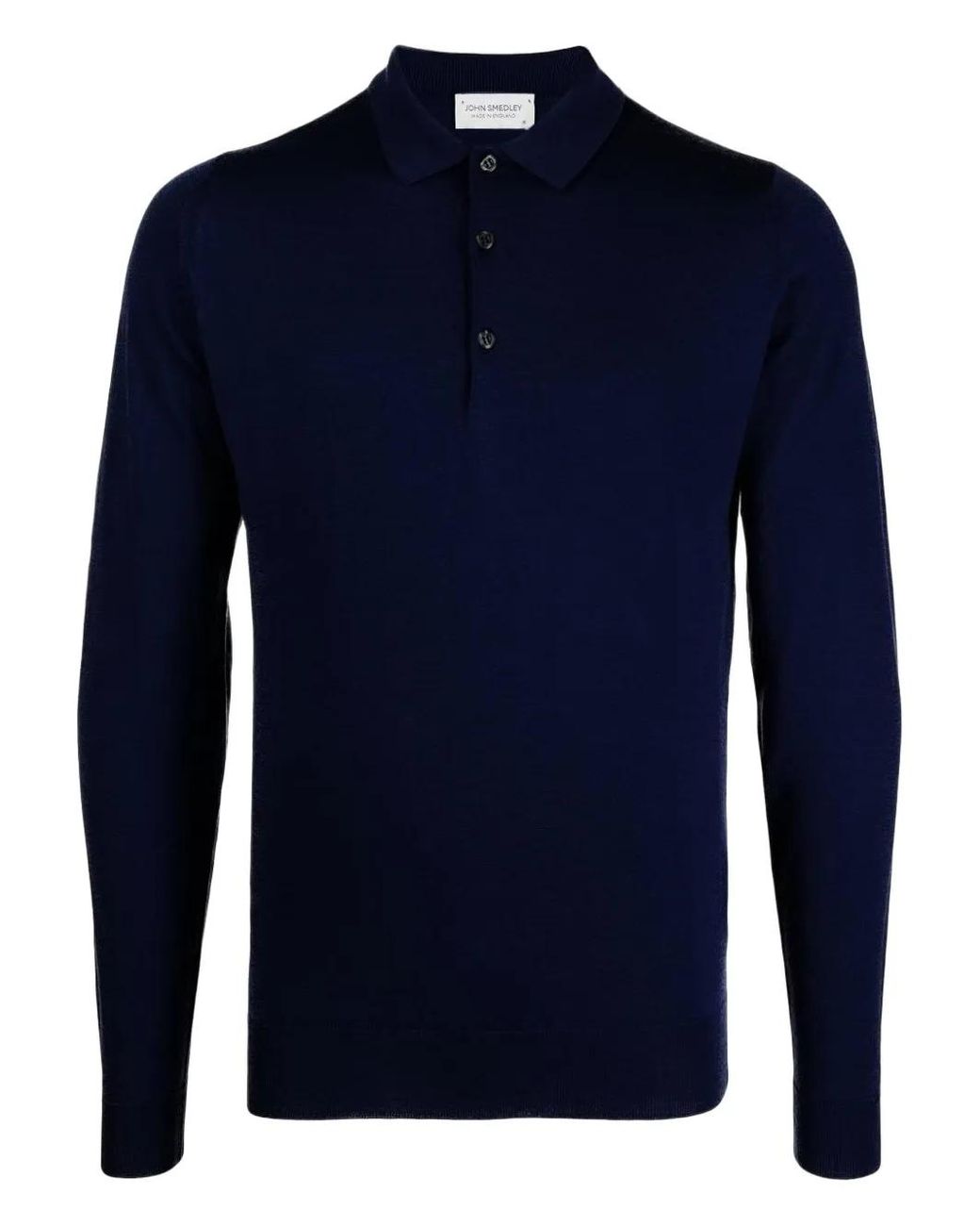 John Smedley Blue Merino Wool Polo Shirt for men