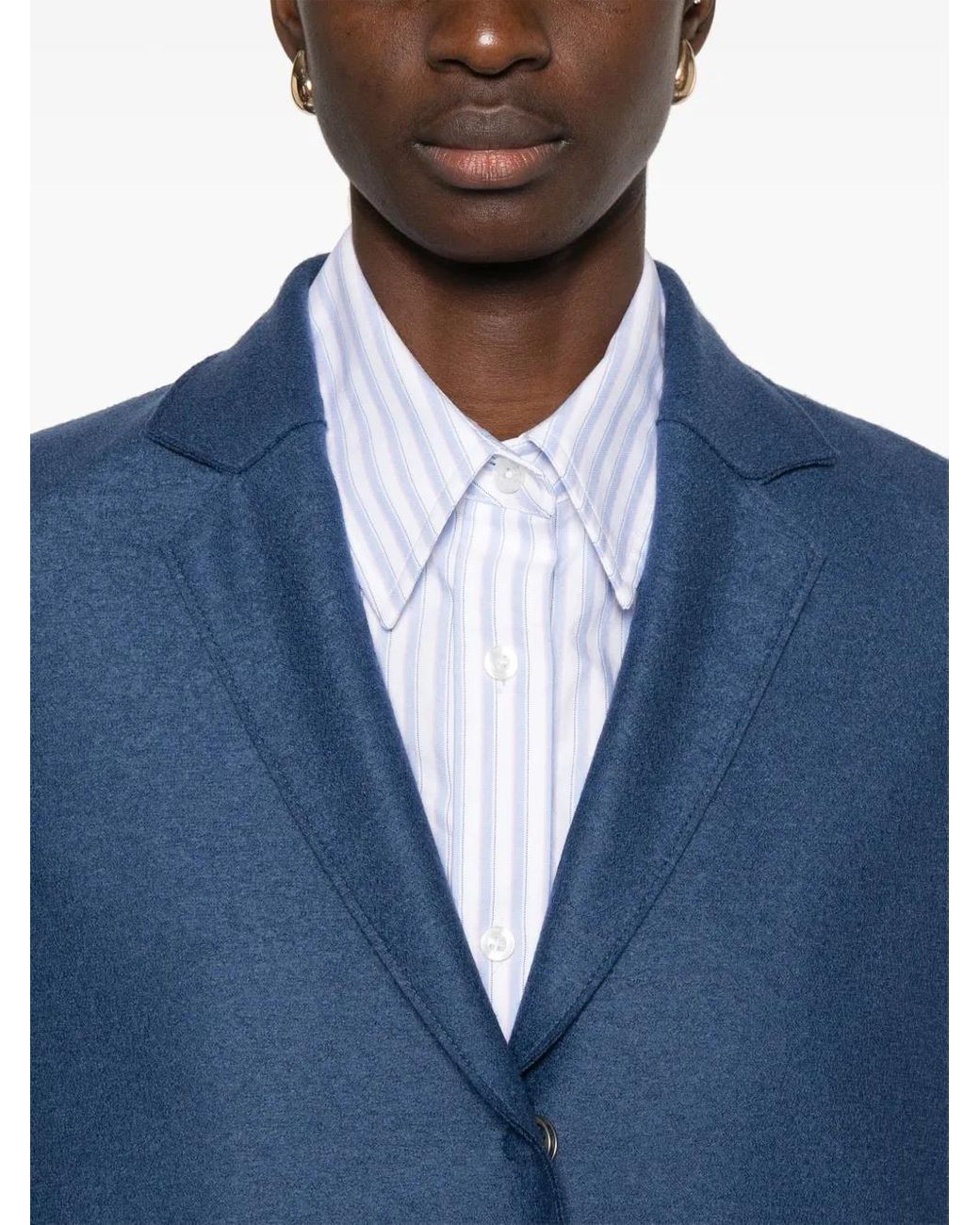 Harris Wharf London Blue Virgin Wool Coat