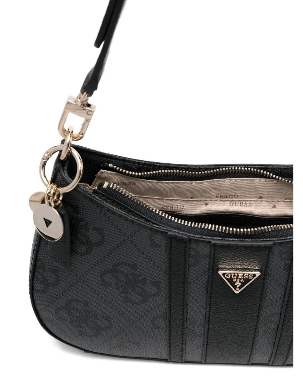 Guess Black Noelle Patterned Charm Shoulder Bag