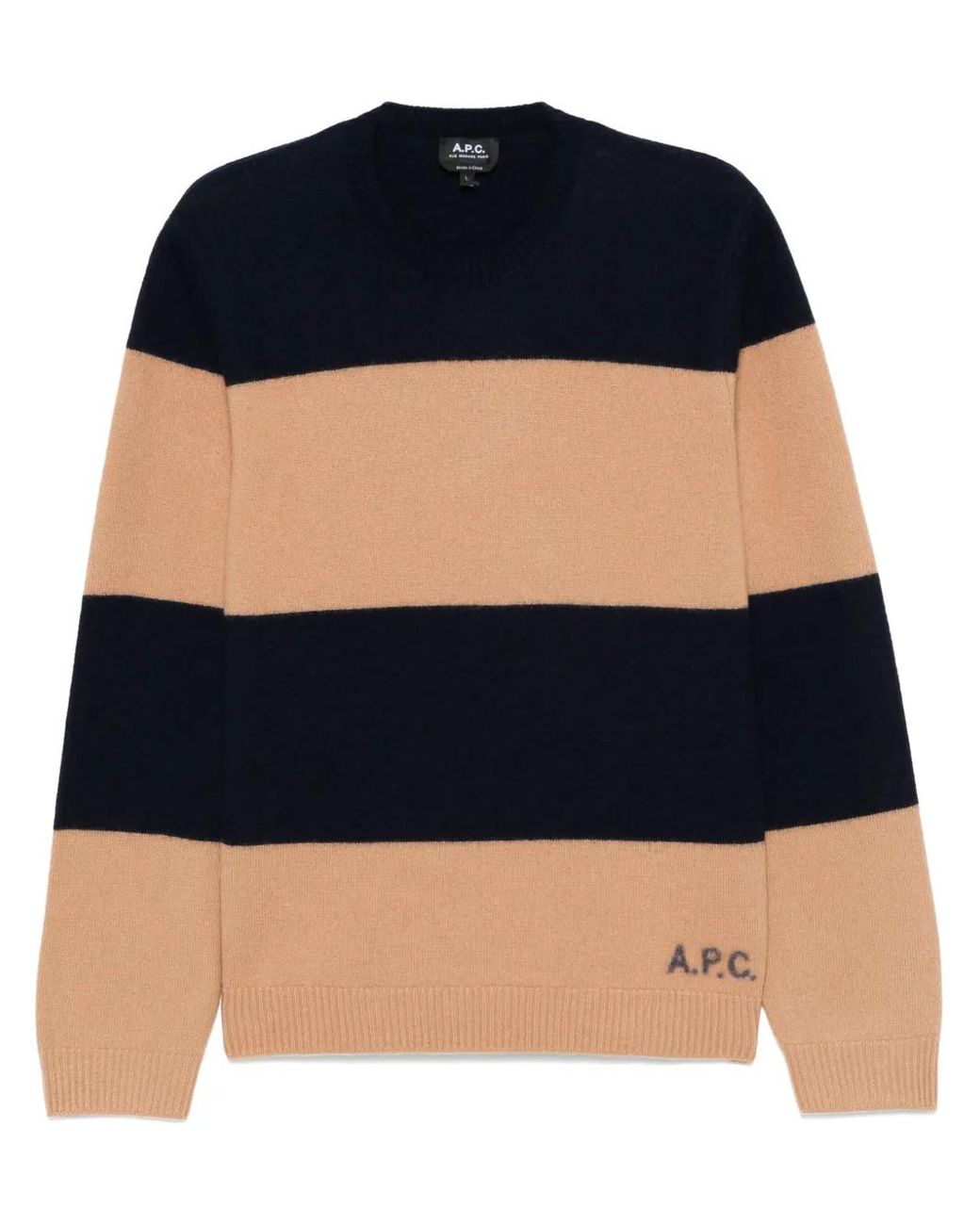 A.P.C. Blue Striped Virgin Wool Knit Sweater for men