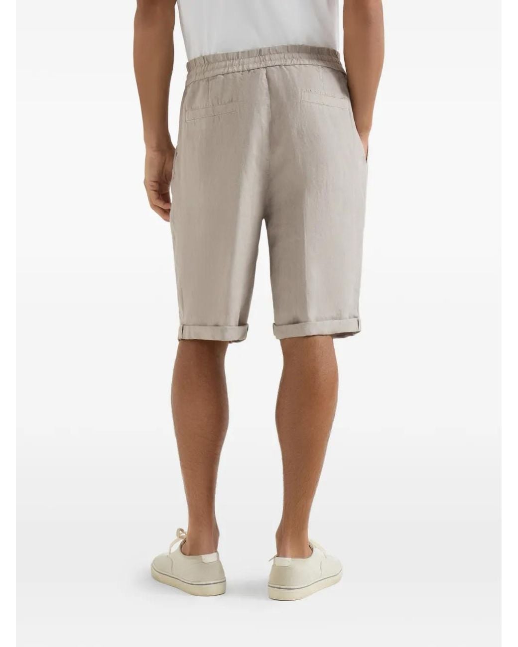 Brunello Cucinelli Gray Garment-Dyed Bermuda Shorts for men