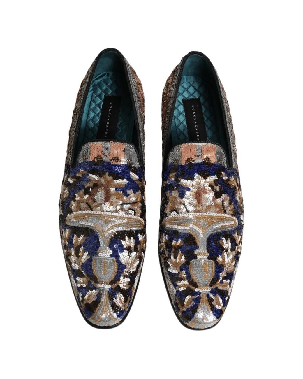 Dolce & Gabbana White Sequin-Embellished Embroidered Loafers for men