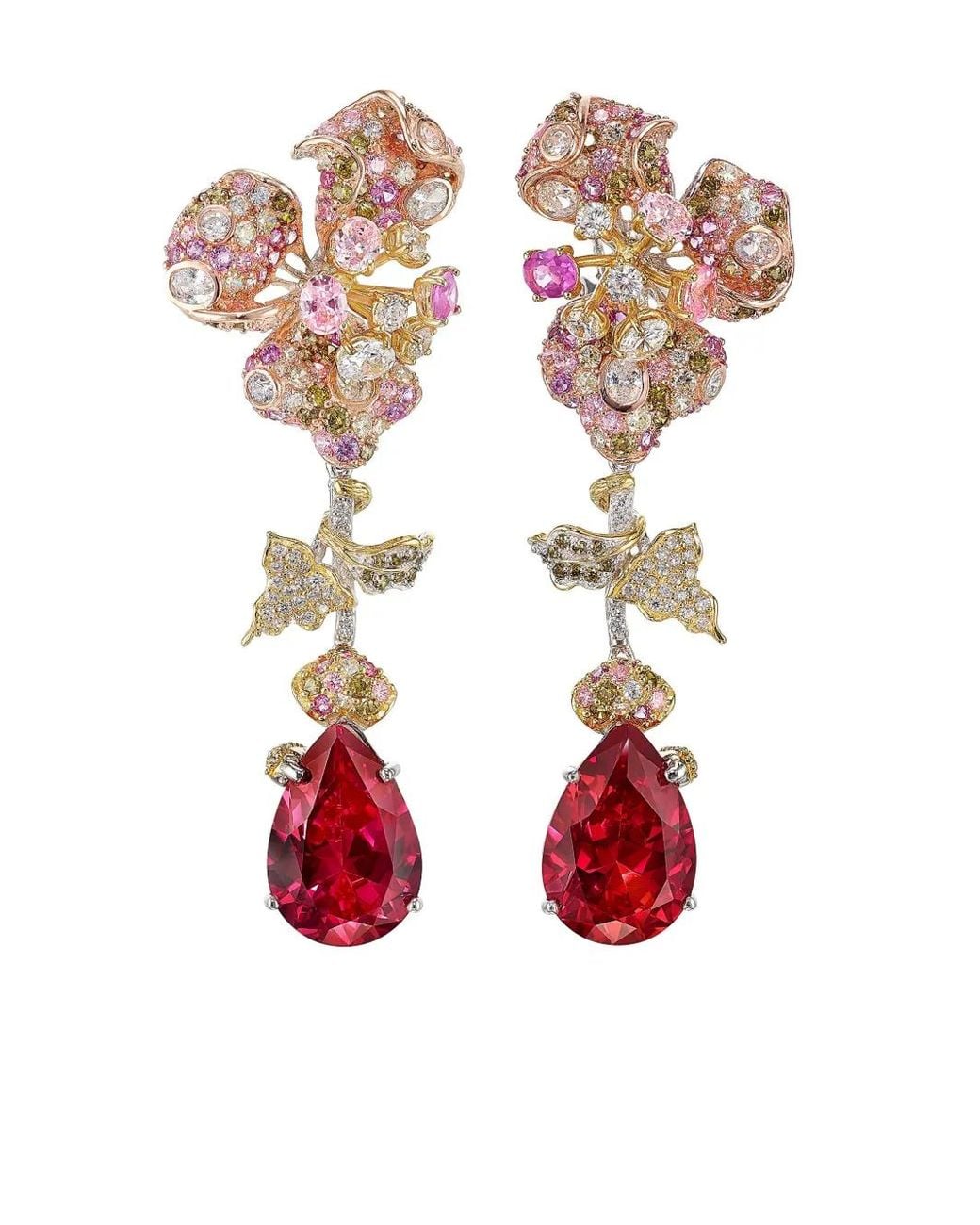 Anabela Chan White 18Kt And Multi-Stone Drop Earrings