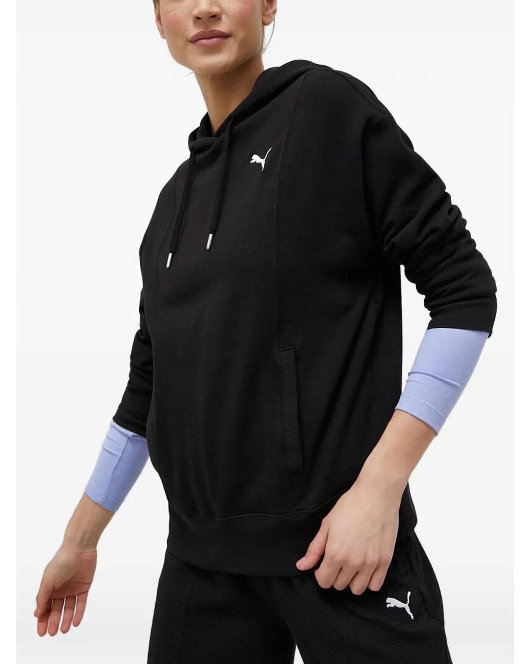 PUMA Black Logo-Embroidered Drawstring Hoodie