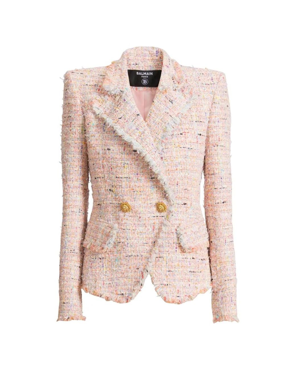 Balmain Tweed Jack Met Twee Knopen in het Pink