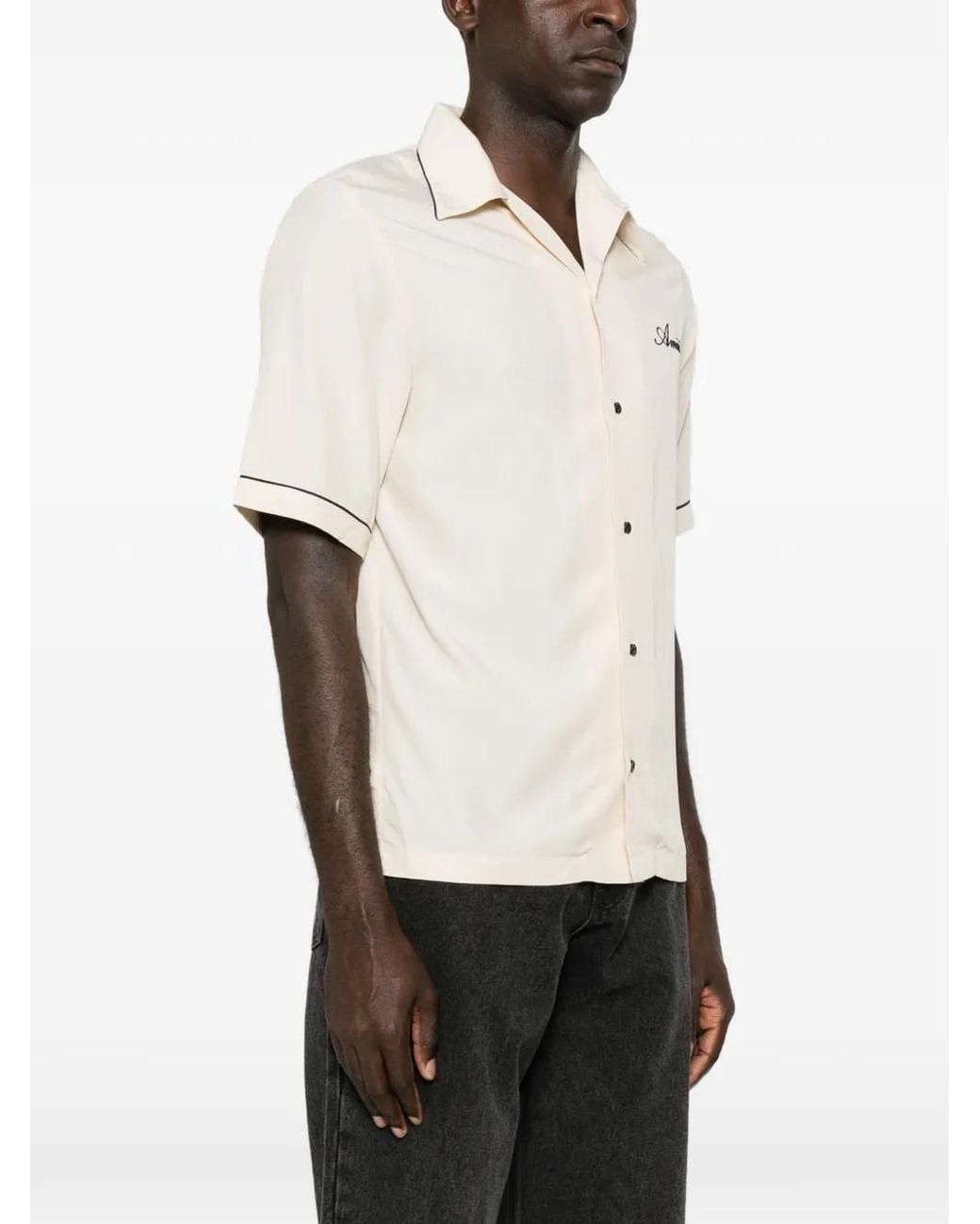 Amiri White Graphic-Patch Piped Shirt for men