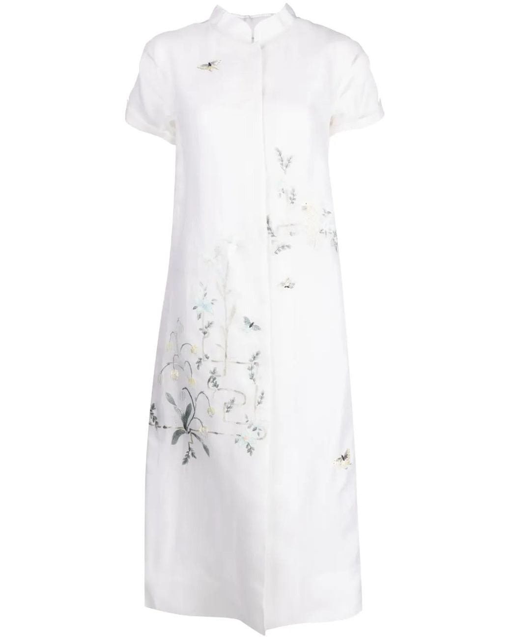 Shiatzy Chen White Renascent Collection Floral-Print Coat