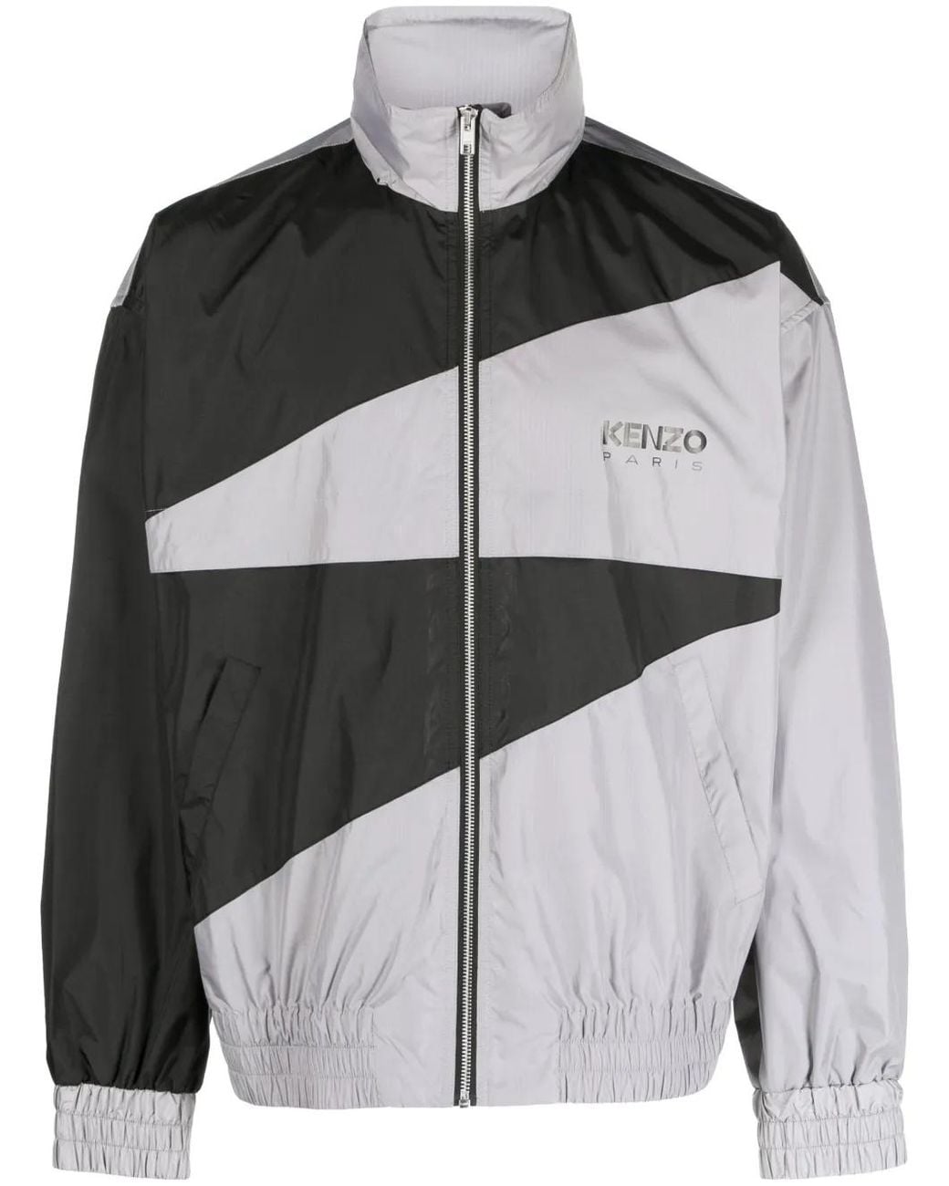 KENZO Gray Two-Tone Logo-Print Lightweight Jacket for men
