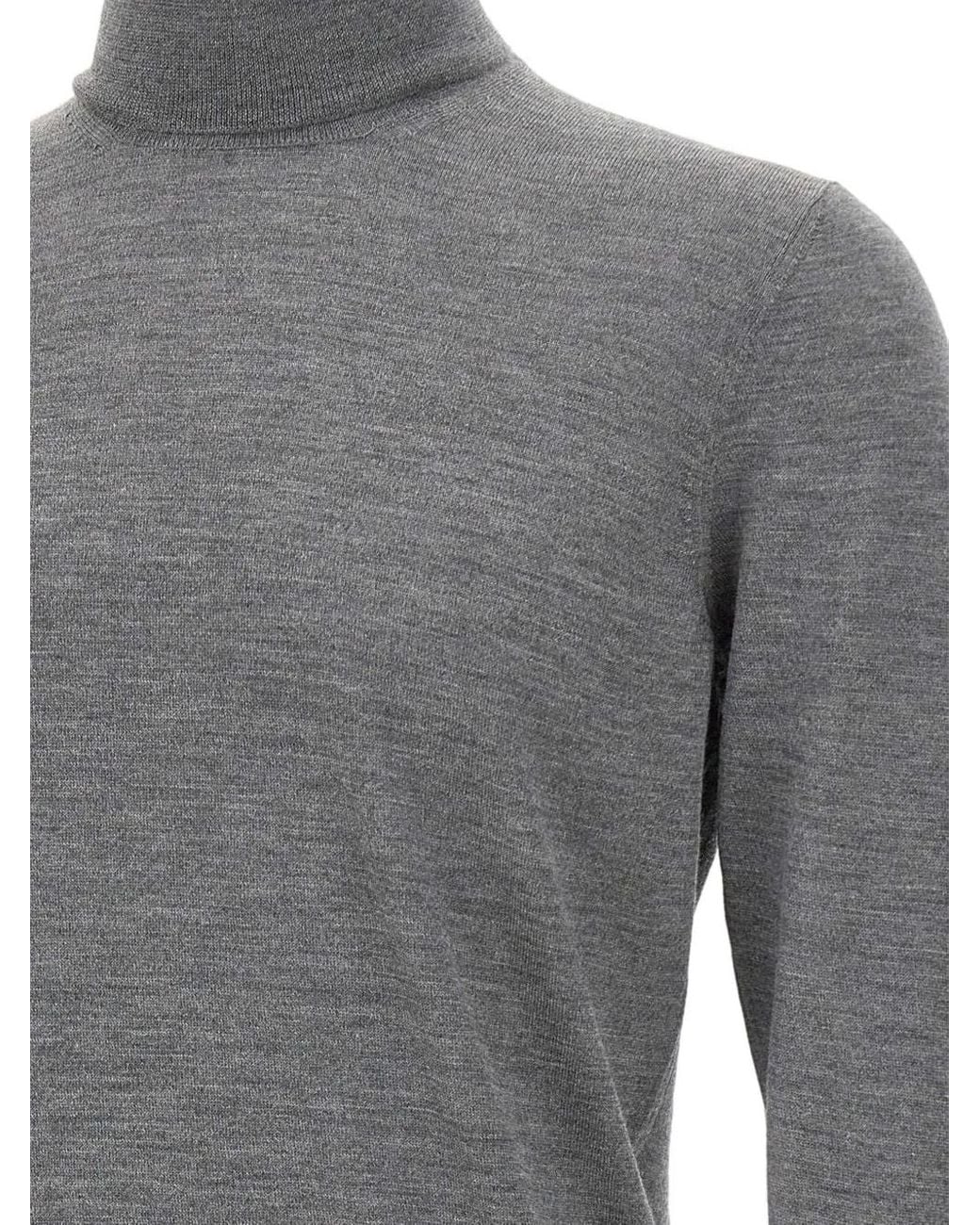 Gran Sasso Gray Turtleneck Ribbed Sweater for men