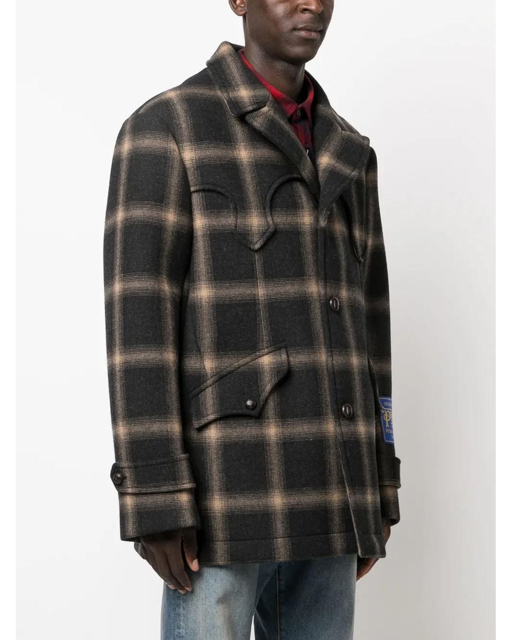 Maison Margiela Black X Pendleton Checked Wool Coat