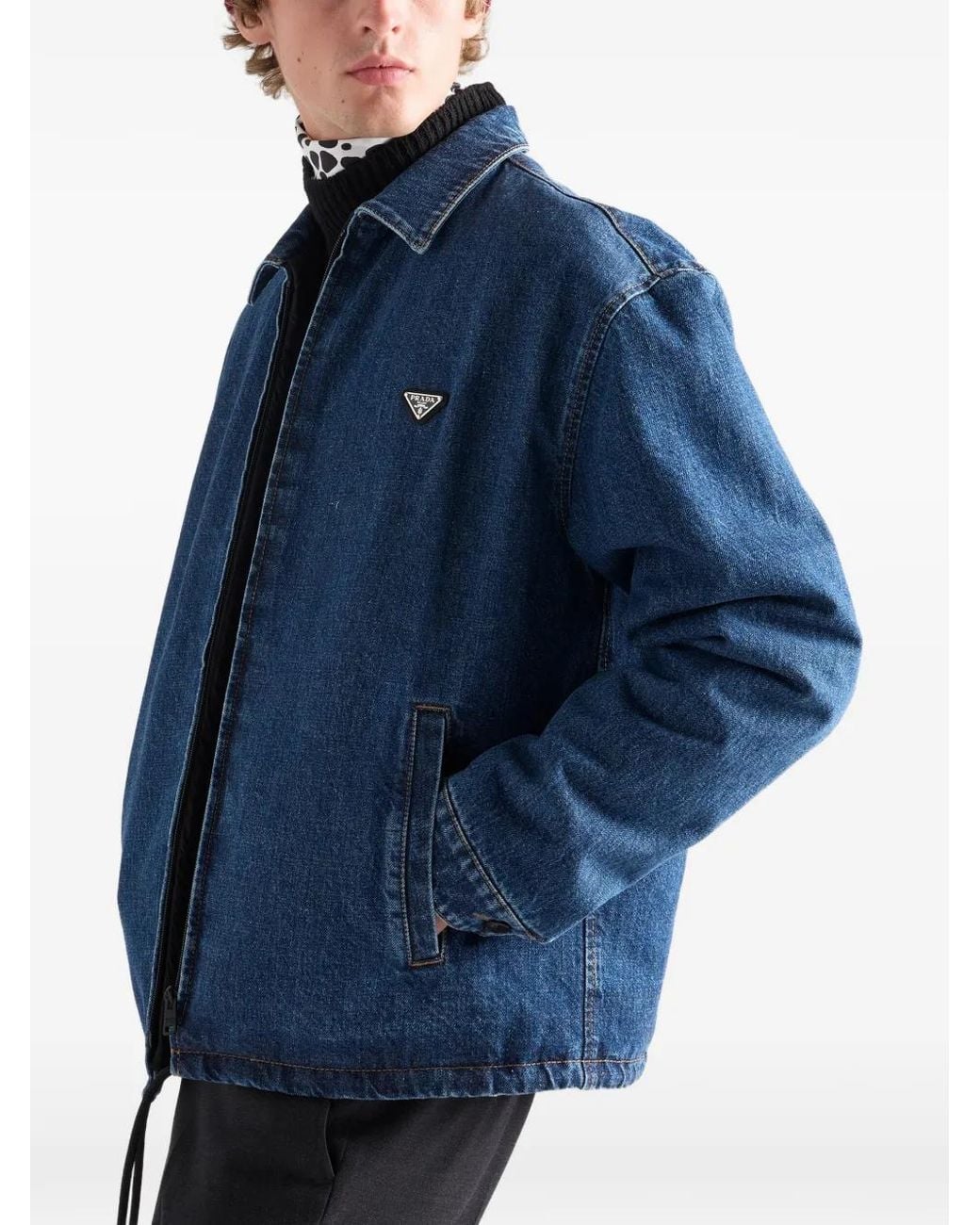 Prada Blue Padded Denim Blouson Jacket for men