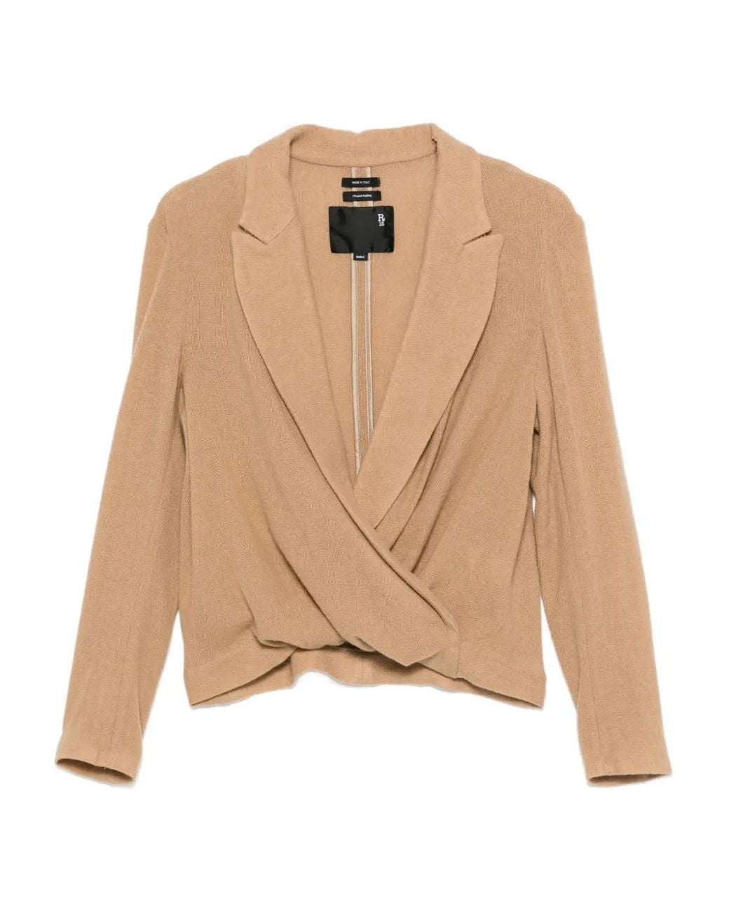 R13 Natural Twisted Lapel Top