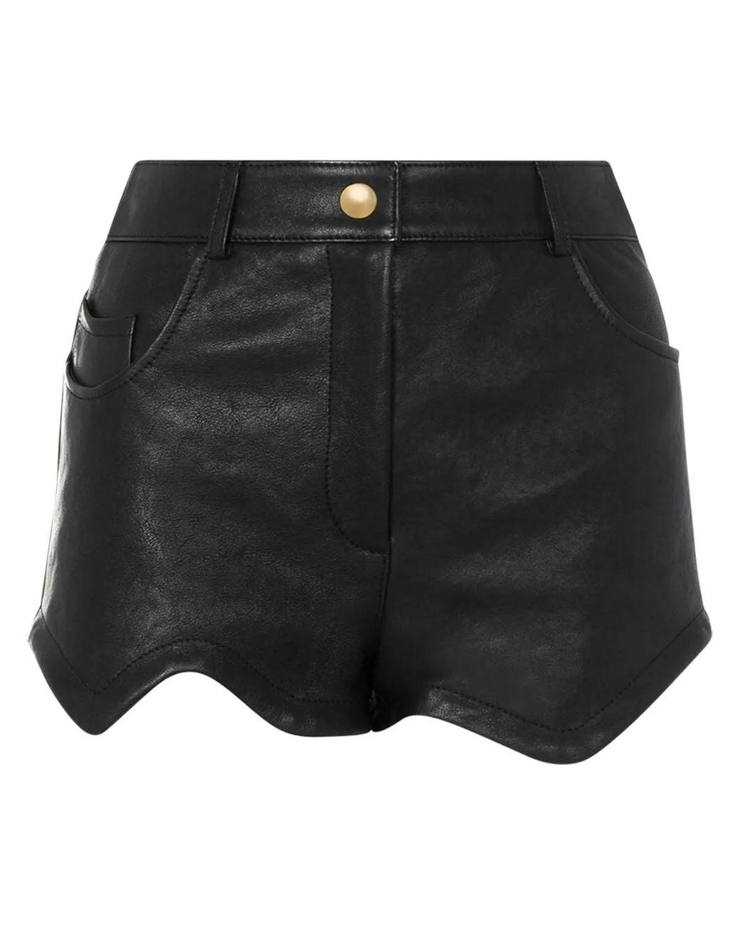 Moschino Black Asymmetric-Hem Leather Mini Skirt