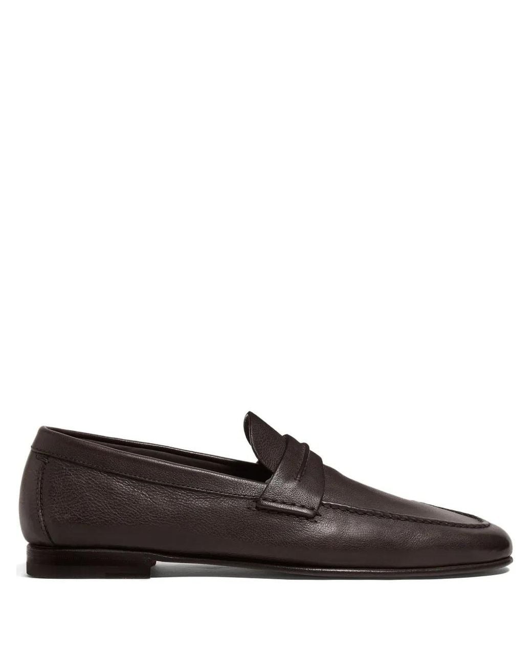 Zegna Brown Penny Leather Loafers for men