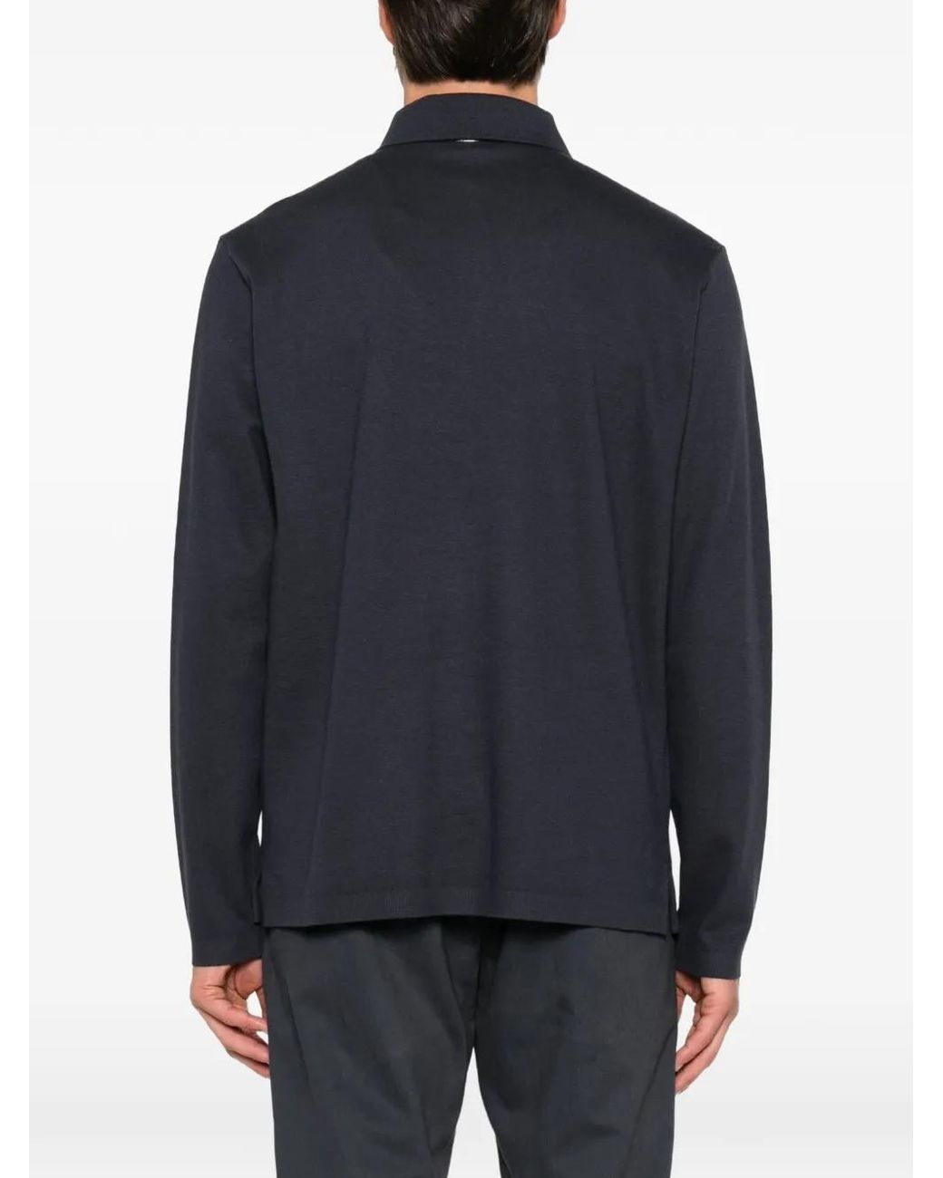Herno Blue Long-Sleeve Polo Shirt for men
