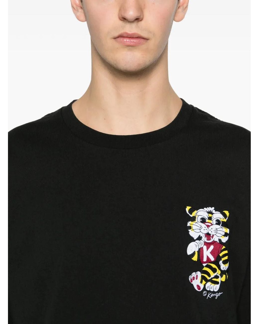 KENZO Black Embroidered T-Shirt for men