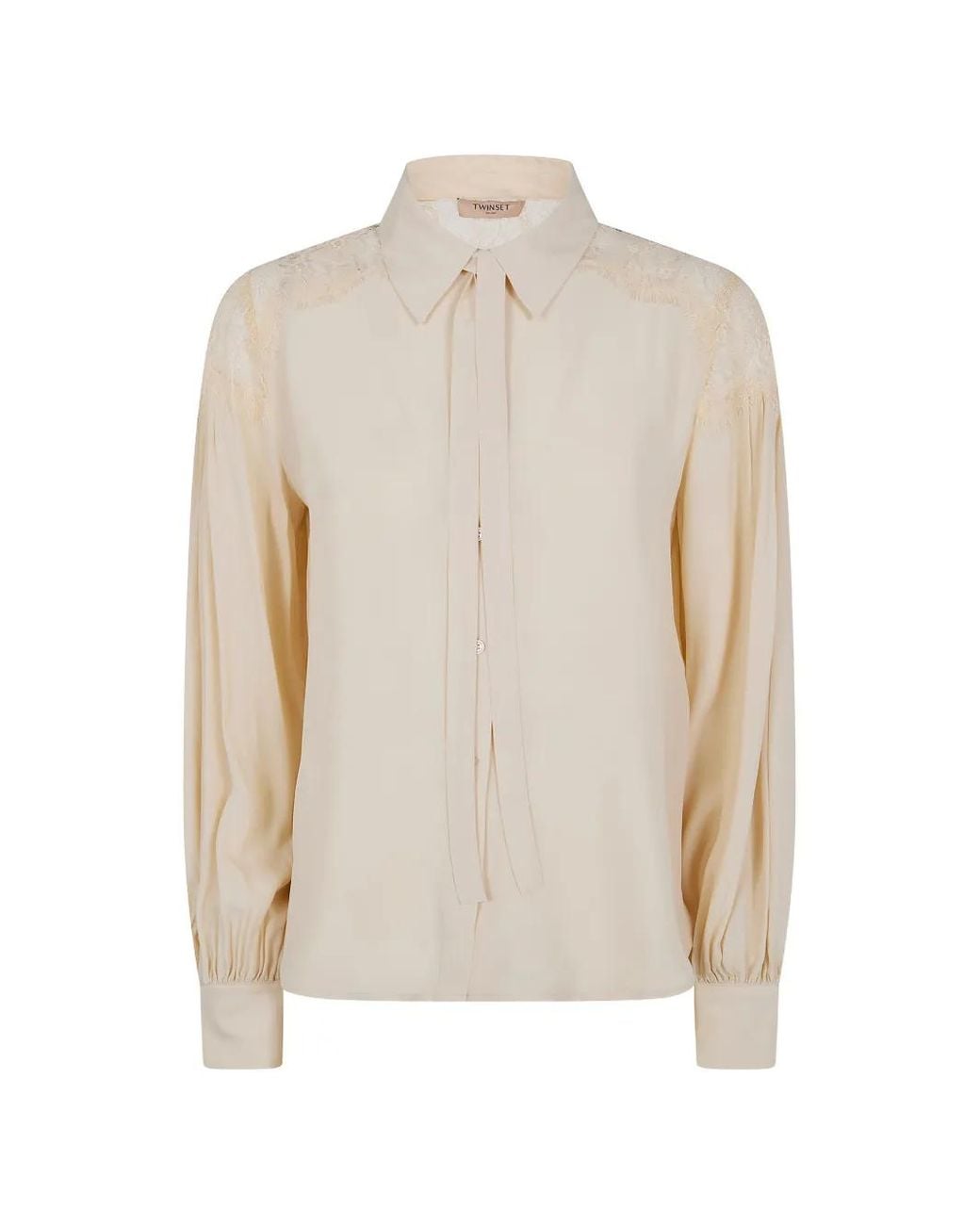 Twinset White Lace-Trim Shirt
