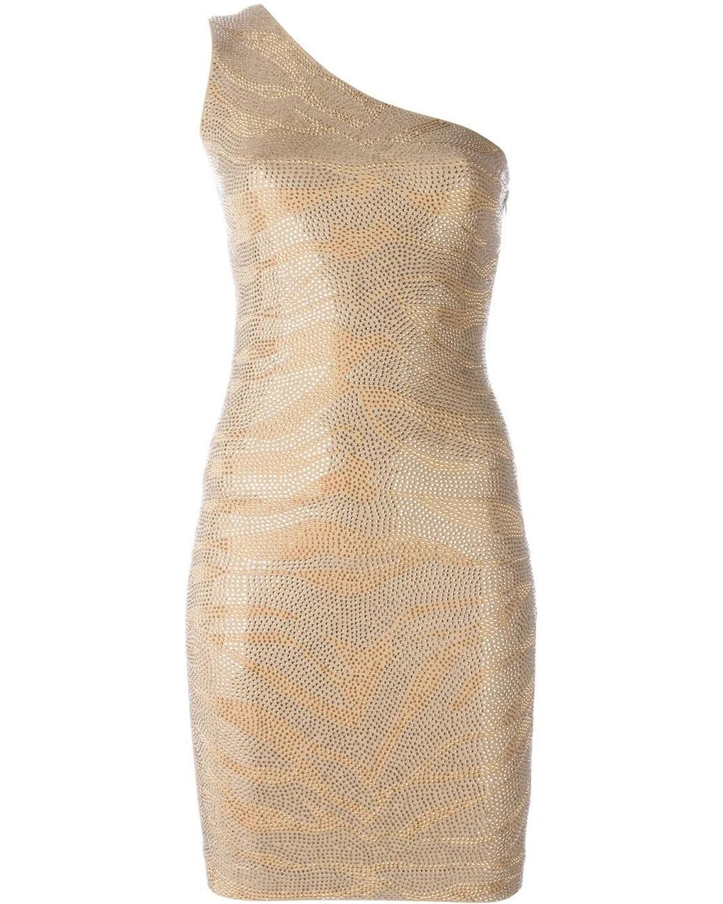 Balmain Natural Zebra Glitter One Shoulder Dress