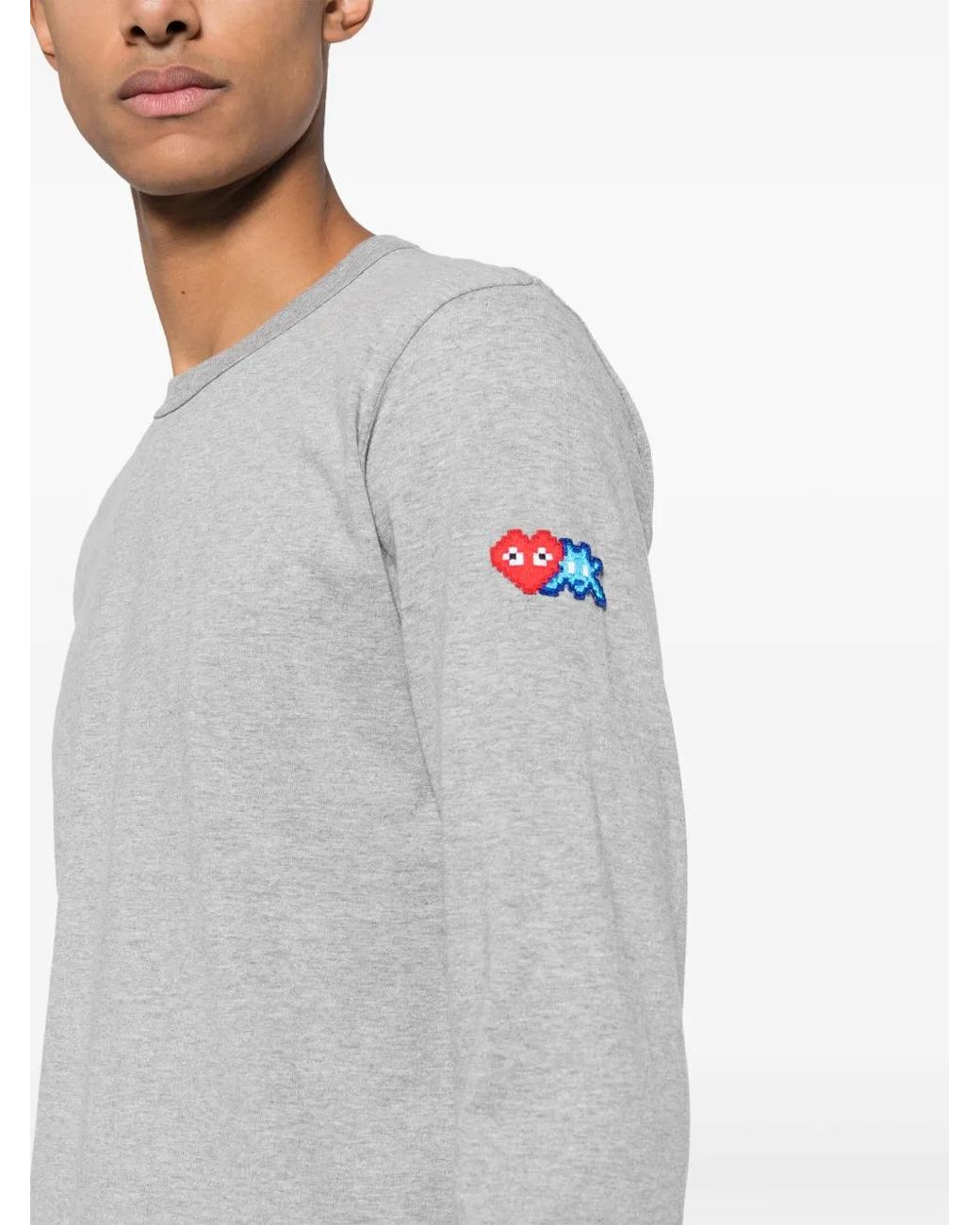COMME DES GARÇONS PLAY Gray X The Artist Invader Pixelated-Appliqué T-Shirt for men