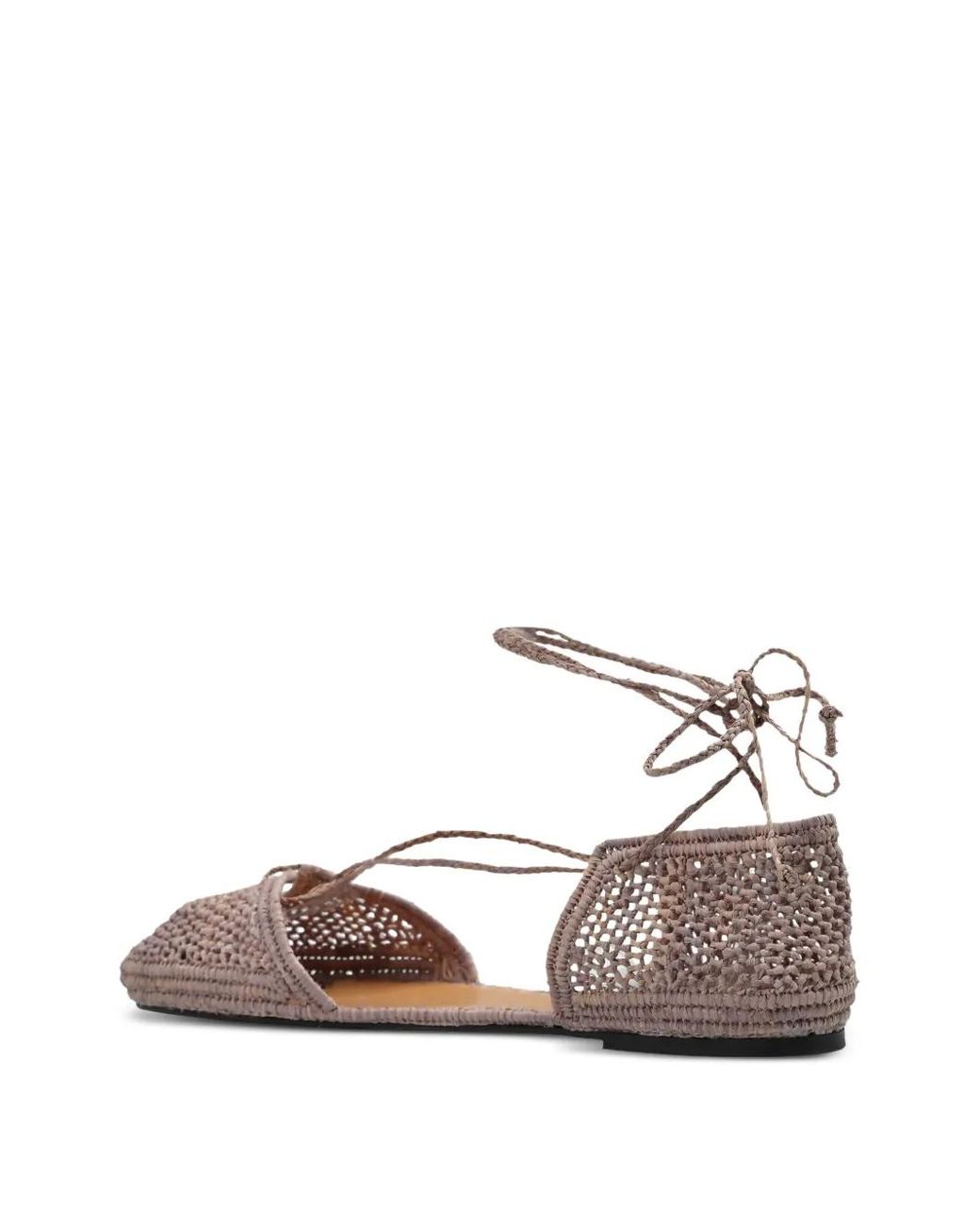 Odissi White Lima Woven Lace-Up Flat Pumps