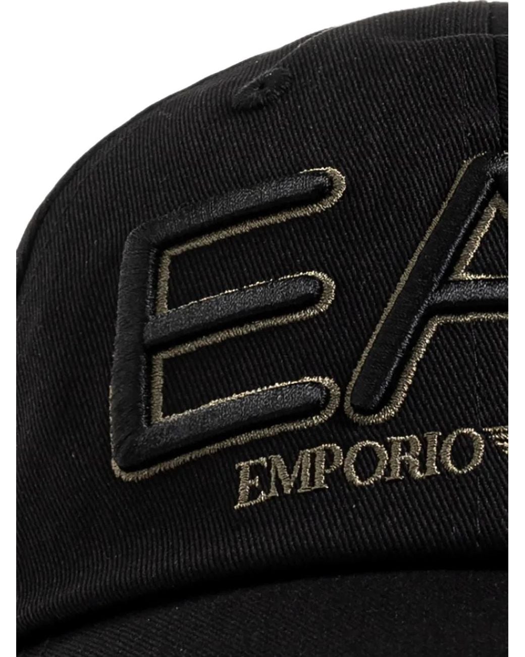 EA7 Black Logo-Embroidered Baseball Cap
