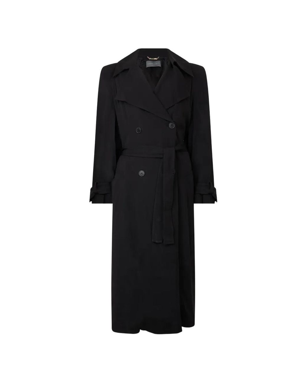 Alberta Ferretti Black Manteau Ceinturé À Boutonnière Croisée