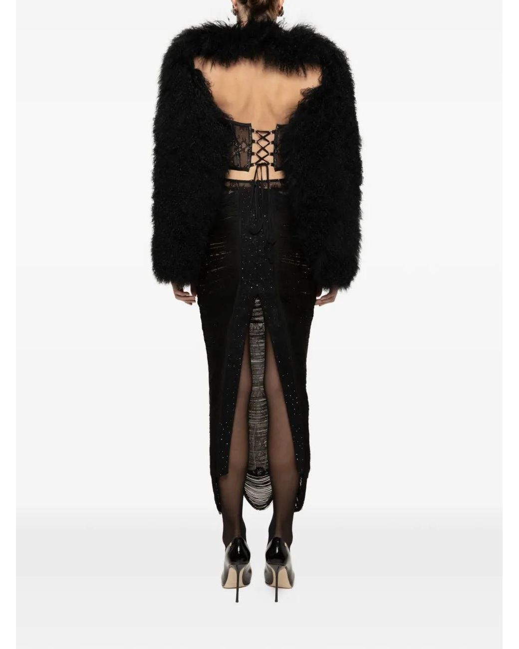 Nissa Black Lace Midi Dress