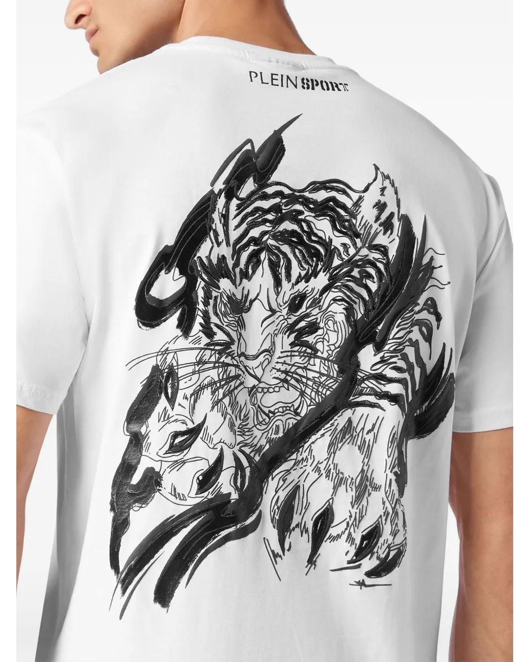 Philipp Plein White Tiger-Motif T-Shirt for men