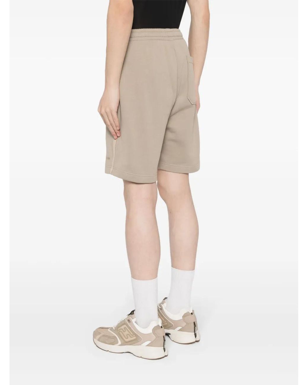 Helmut Lang Natural Logo-Embroidered Tape Track Shorts for men