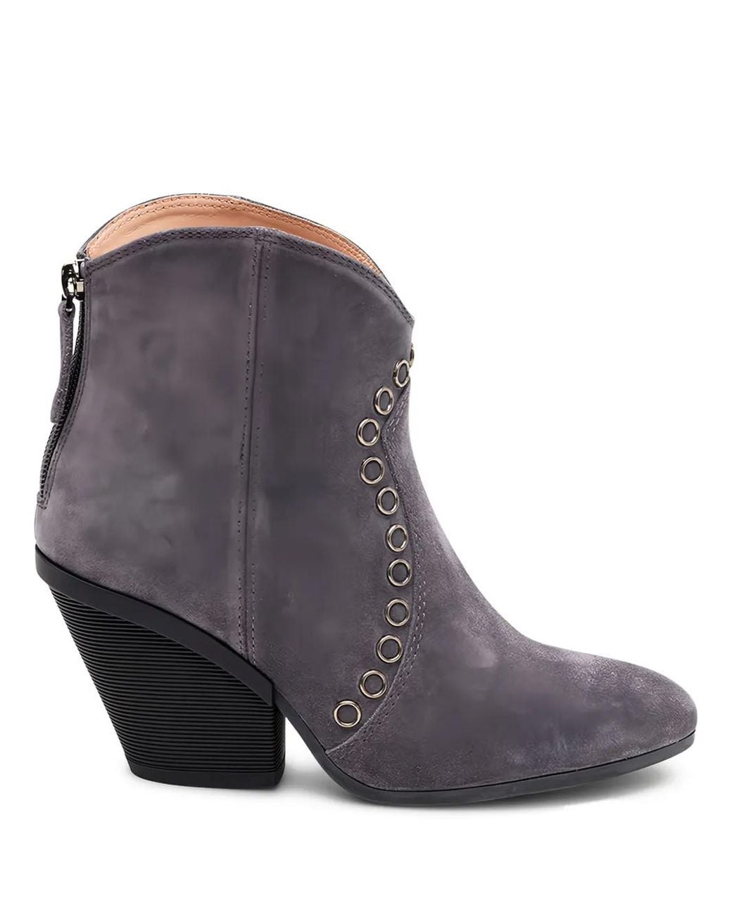Hogan Gray Eyelet-Embellished Suede Boots