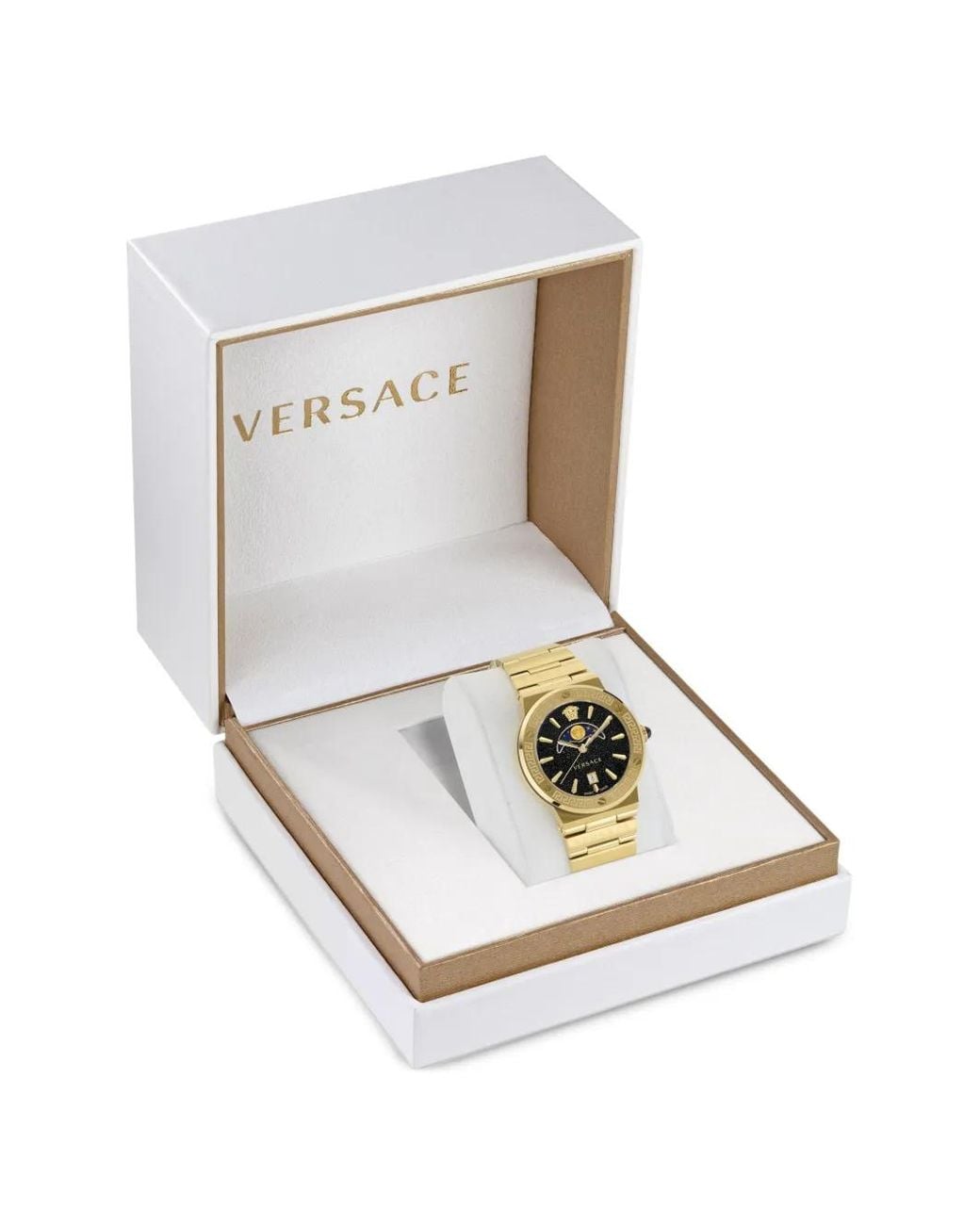 Versace Metallic Greca Logo Moonphase 38Mm Watch