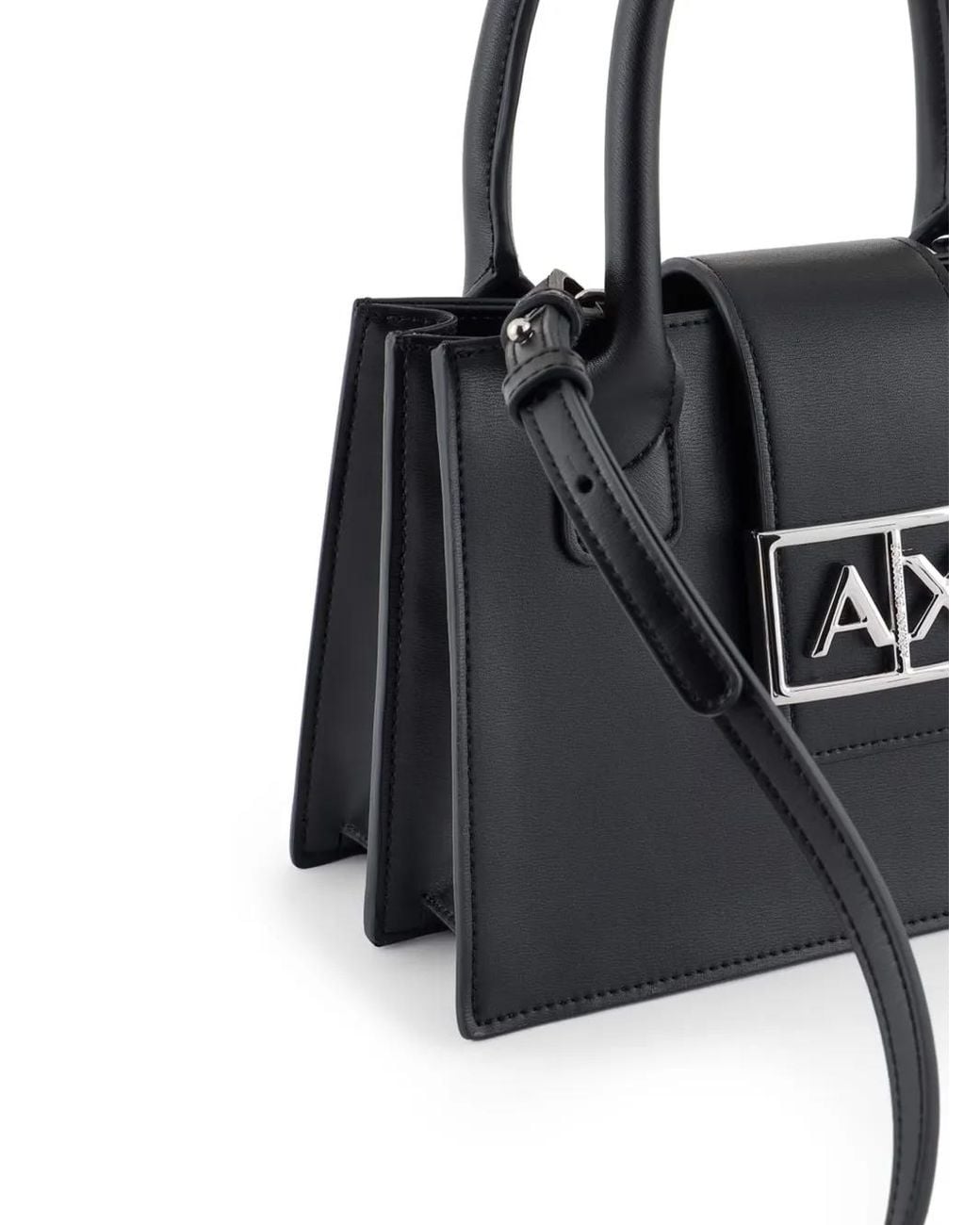 ARMANI EXCHANGE Black Logo-Plaque Tote Bag