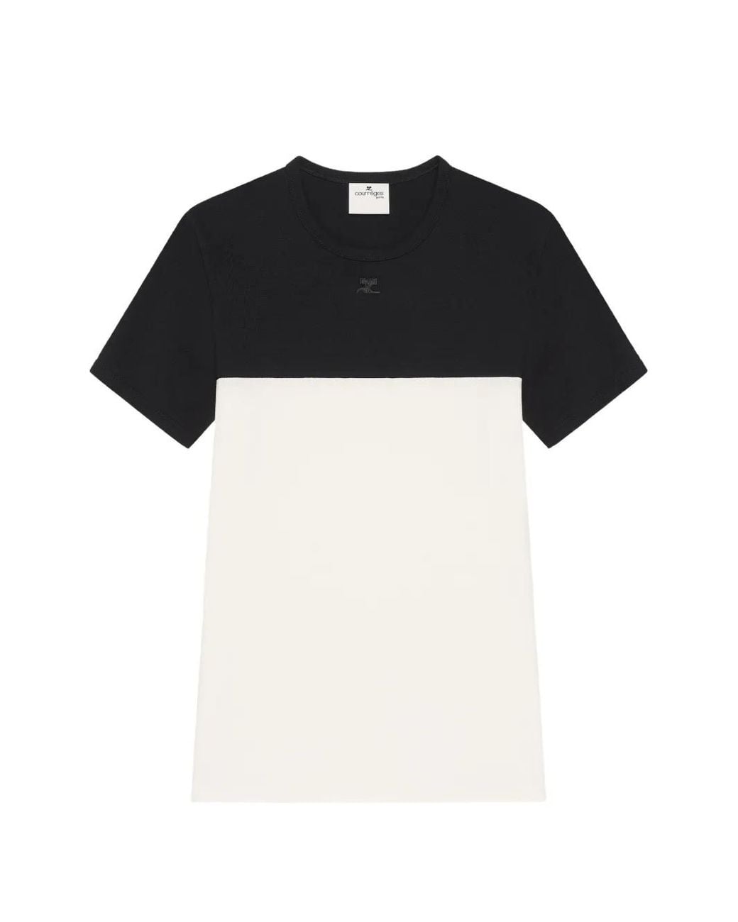 Courreges Black T-Shirt Bicolore À Patch Logo for men