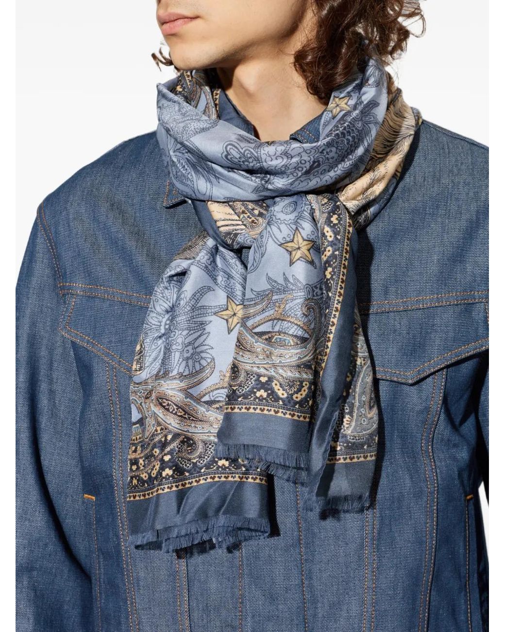 Etro Gray Écharpe Pegasus À Motif Cachemire for men