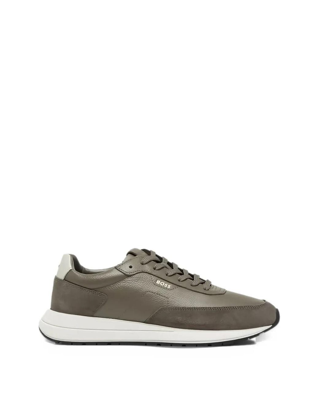 Boss Gray Vinston Leather Sneakers for men