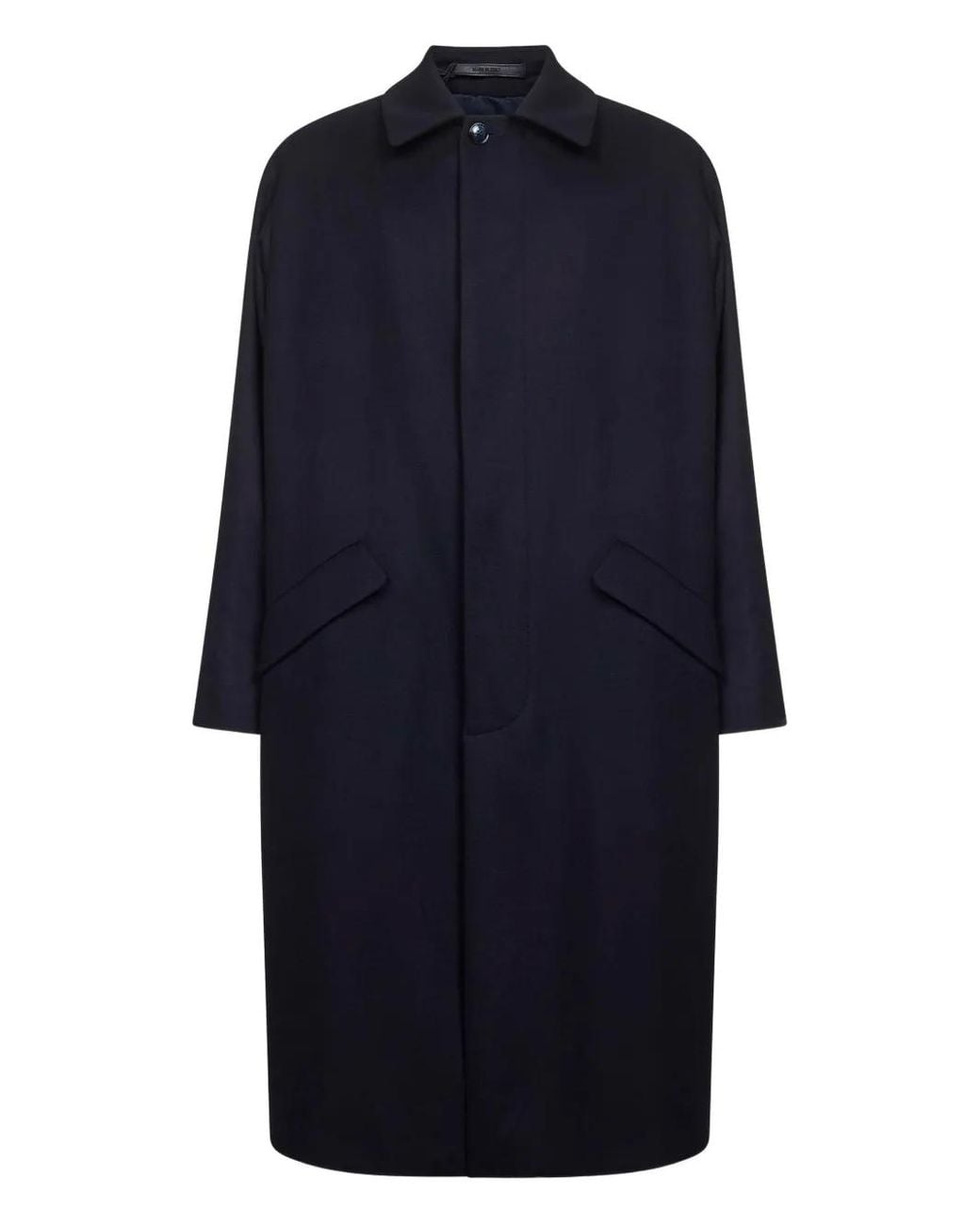 Giorgio Armani Blue Single-Breasted Cashmere Coat for men