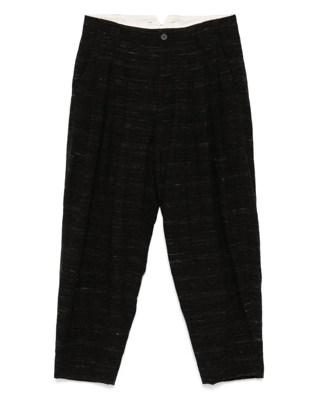 CALMLENCE Black Triple Pleated Tapered Trousers for men