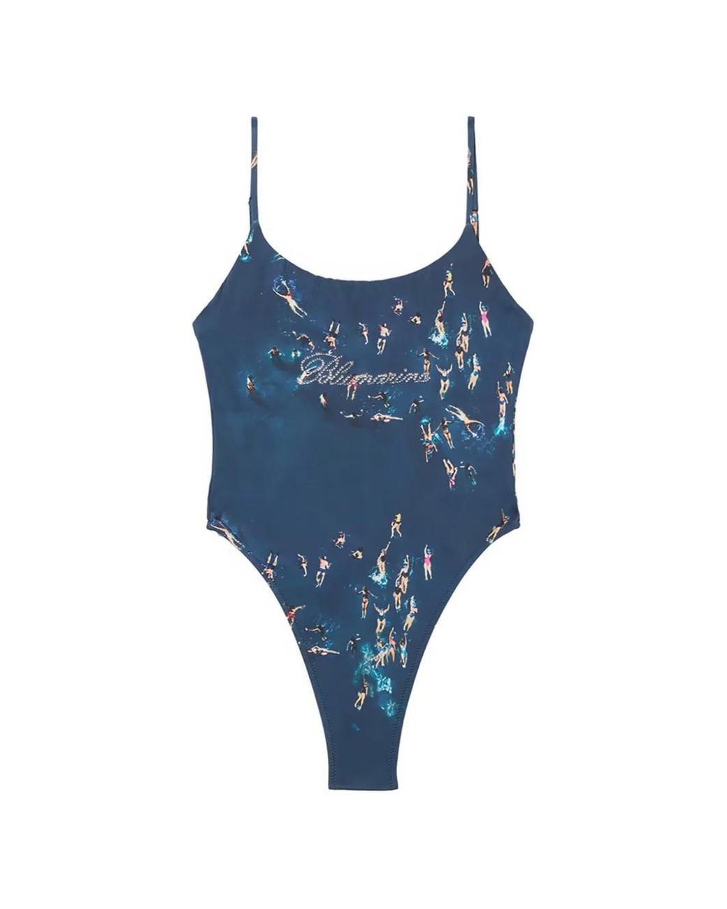 Blumarine Blue Swimmers-Print Swimsuit
