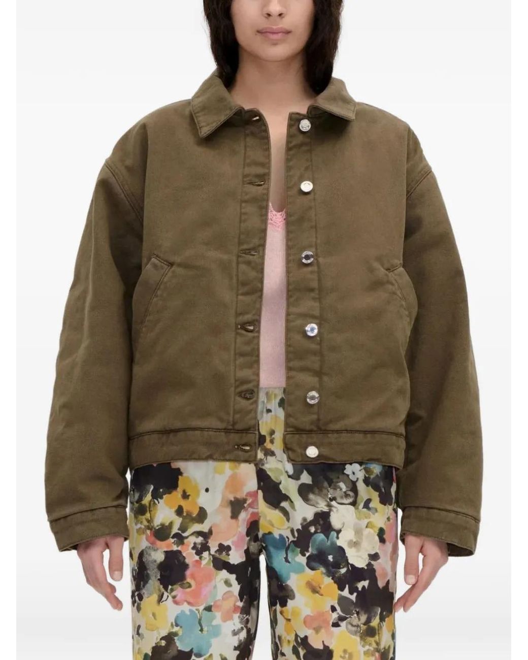 Stine Goya Green Button-Up Denim Jacket