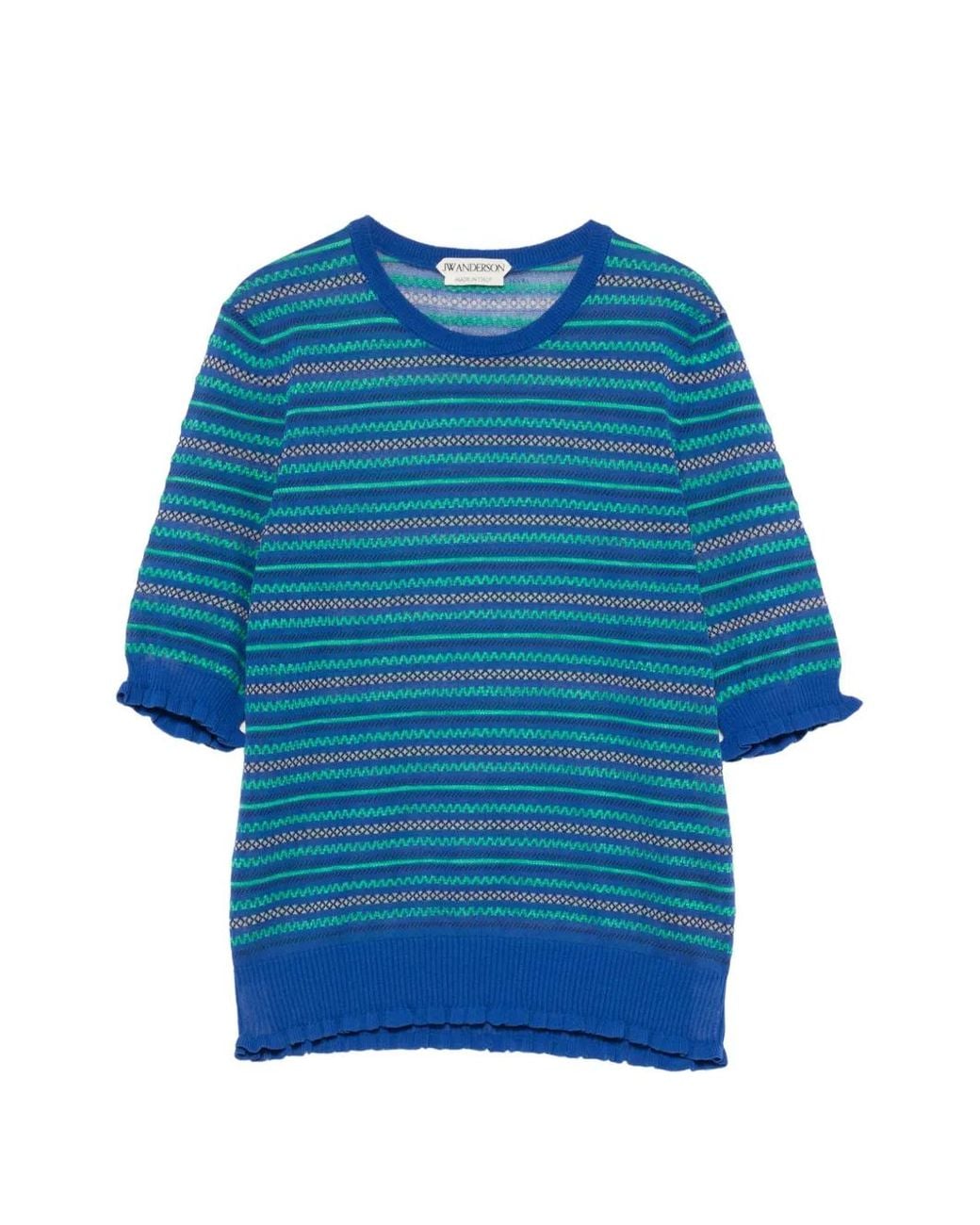 J.W. Anderson Blue Haut À Motif Fair Isle Et Effets De Transparence En Coloris Cobalt