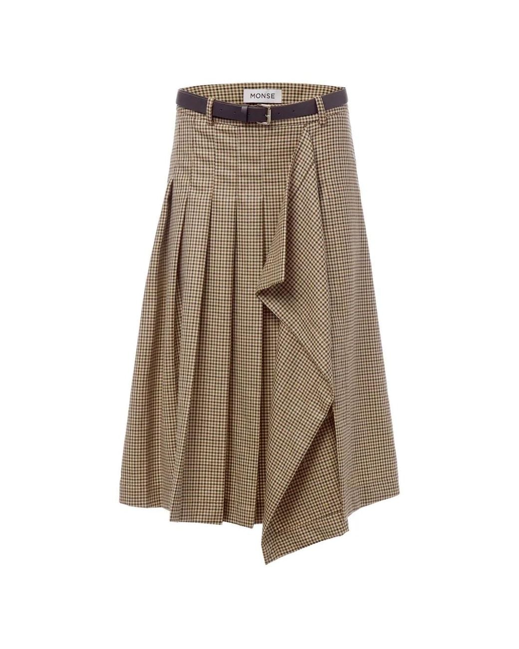 Monse Brown Pleated Wrap Midi Skirt