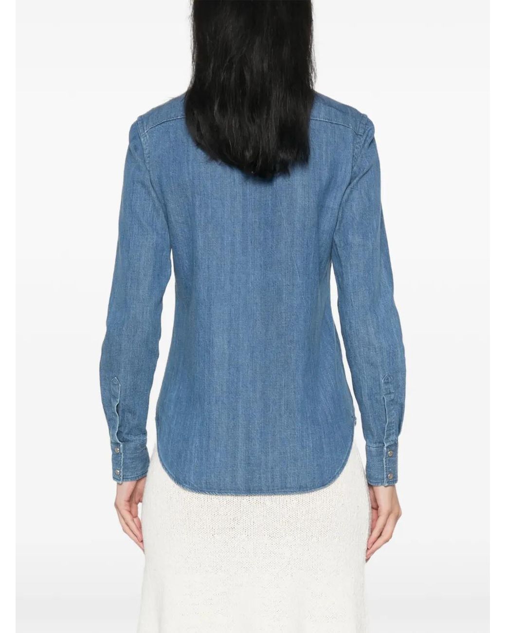 Mazzarelli Blue Western-Style Denim Shirt