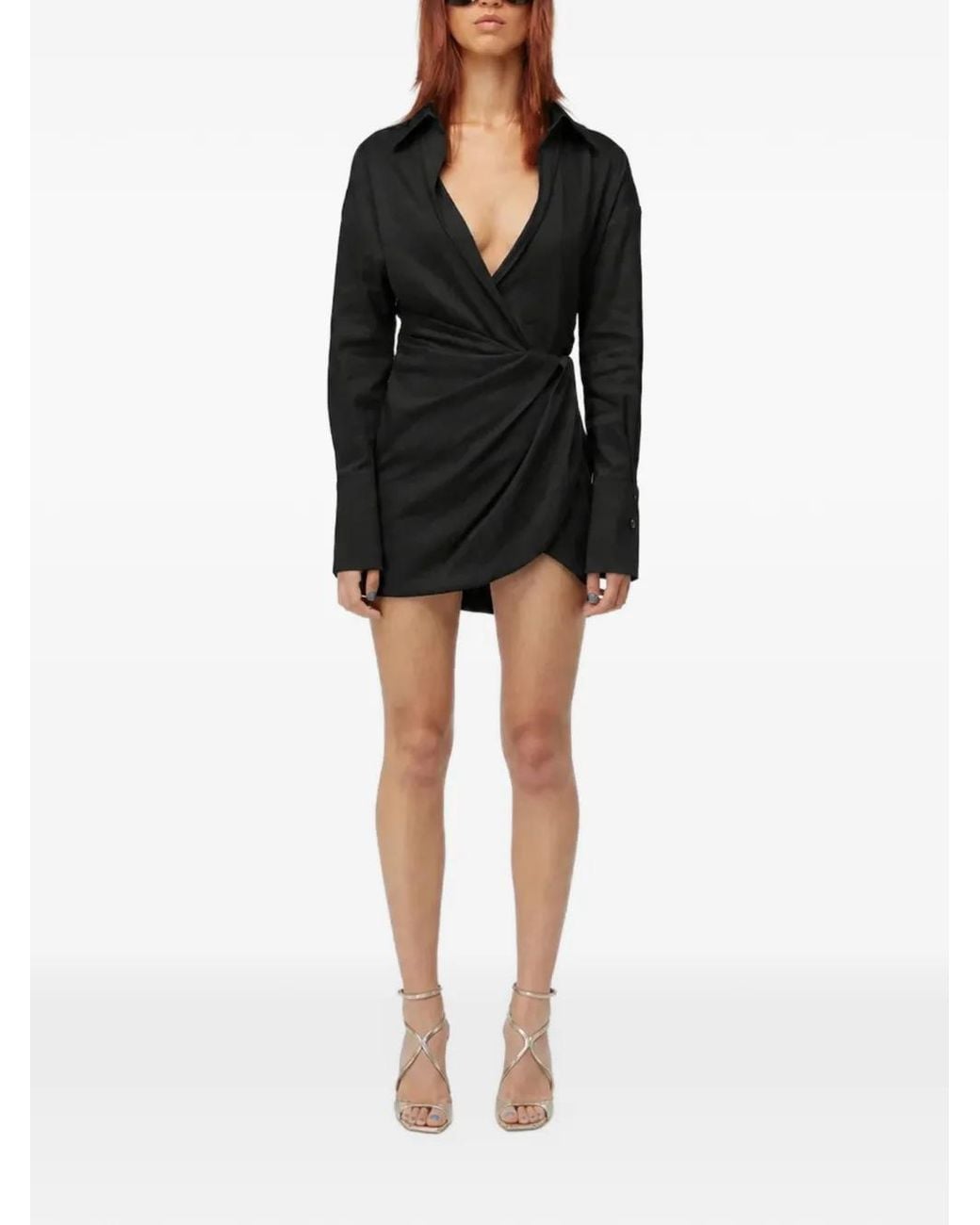 GAUGE81 Black Puno Wrap-Style Shirt Mini Dress