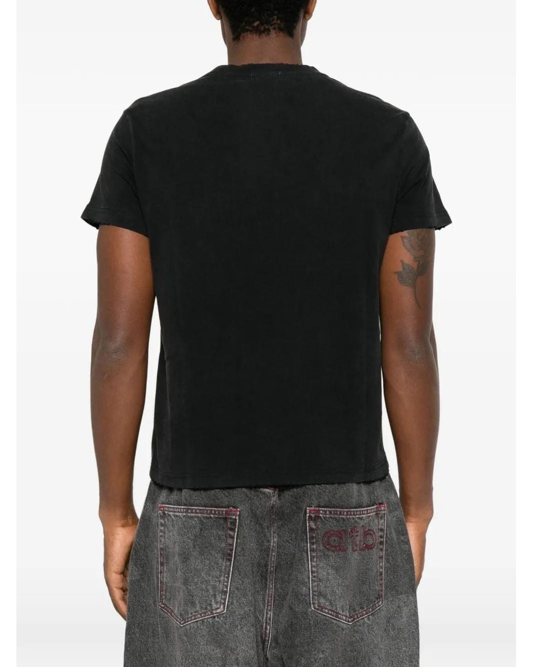 DAGGER Black Graphic-Print Distressed T-Shirt for men
