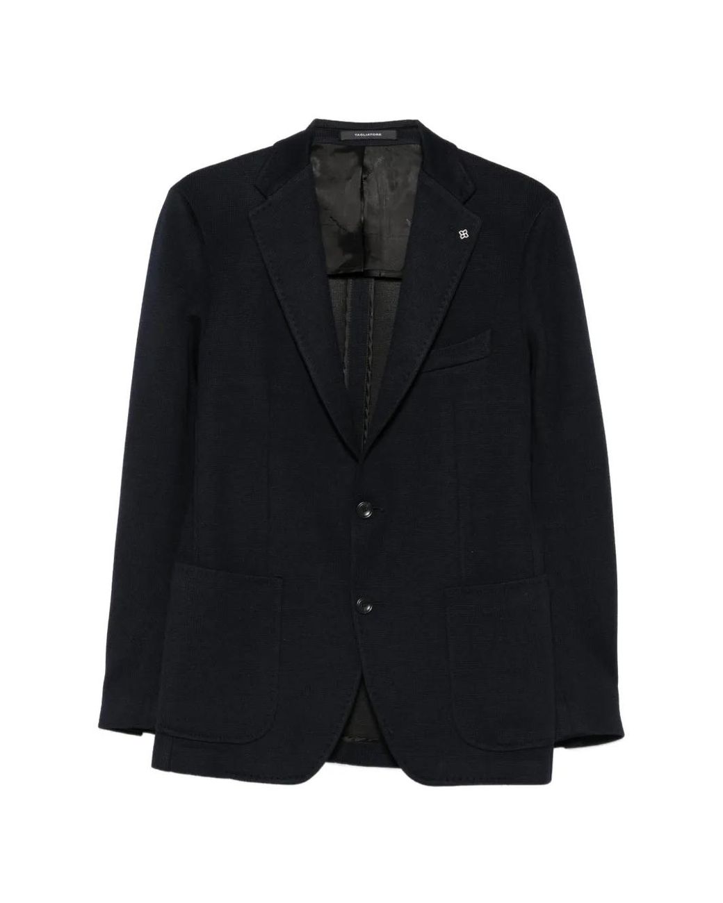 Tagliatore Black Notched-Lapels Single-Breasted Blazer for men
