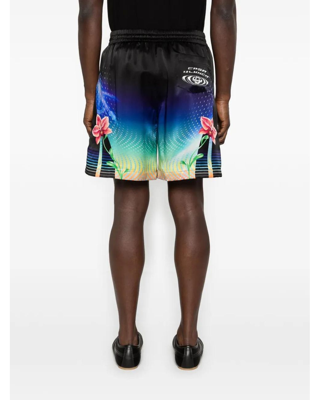 Casablanca Blue Floral Drawstring Shorts for men