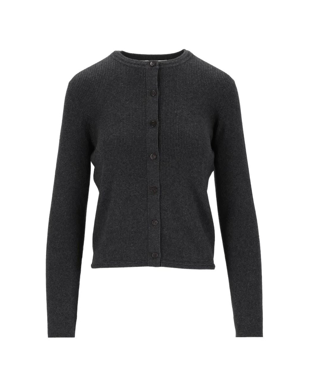 Lisa Yang Black Abeena Ribbed-Knit Cardigan