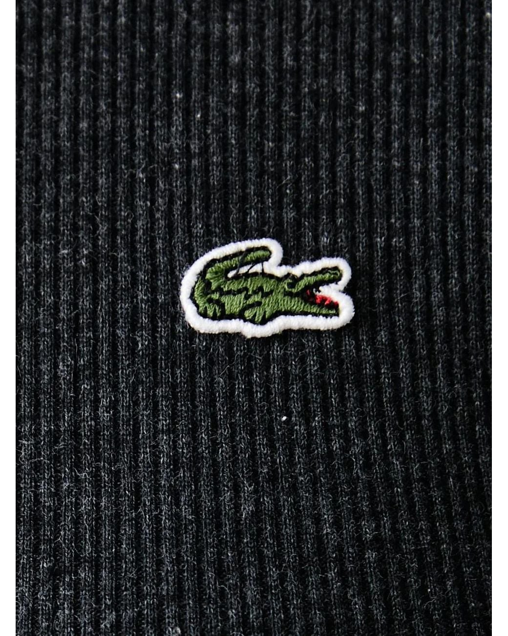 Lacoste Black Geripptes Langarmshirt Mit Logo-Patch
