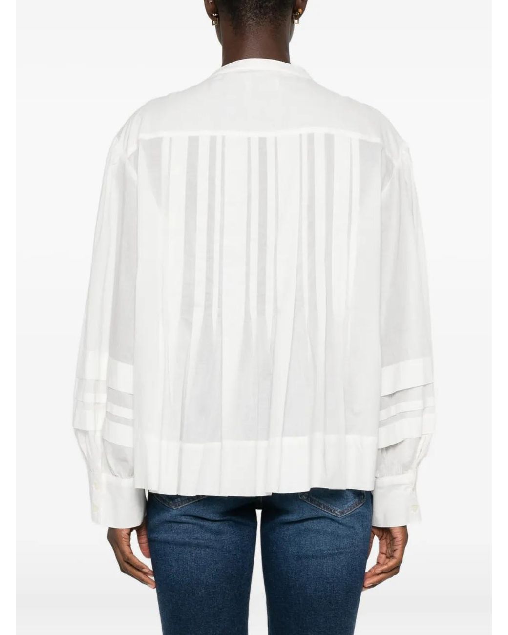 Marc O' Polo Geplooide Button-Up Blouse in het White